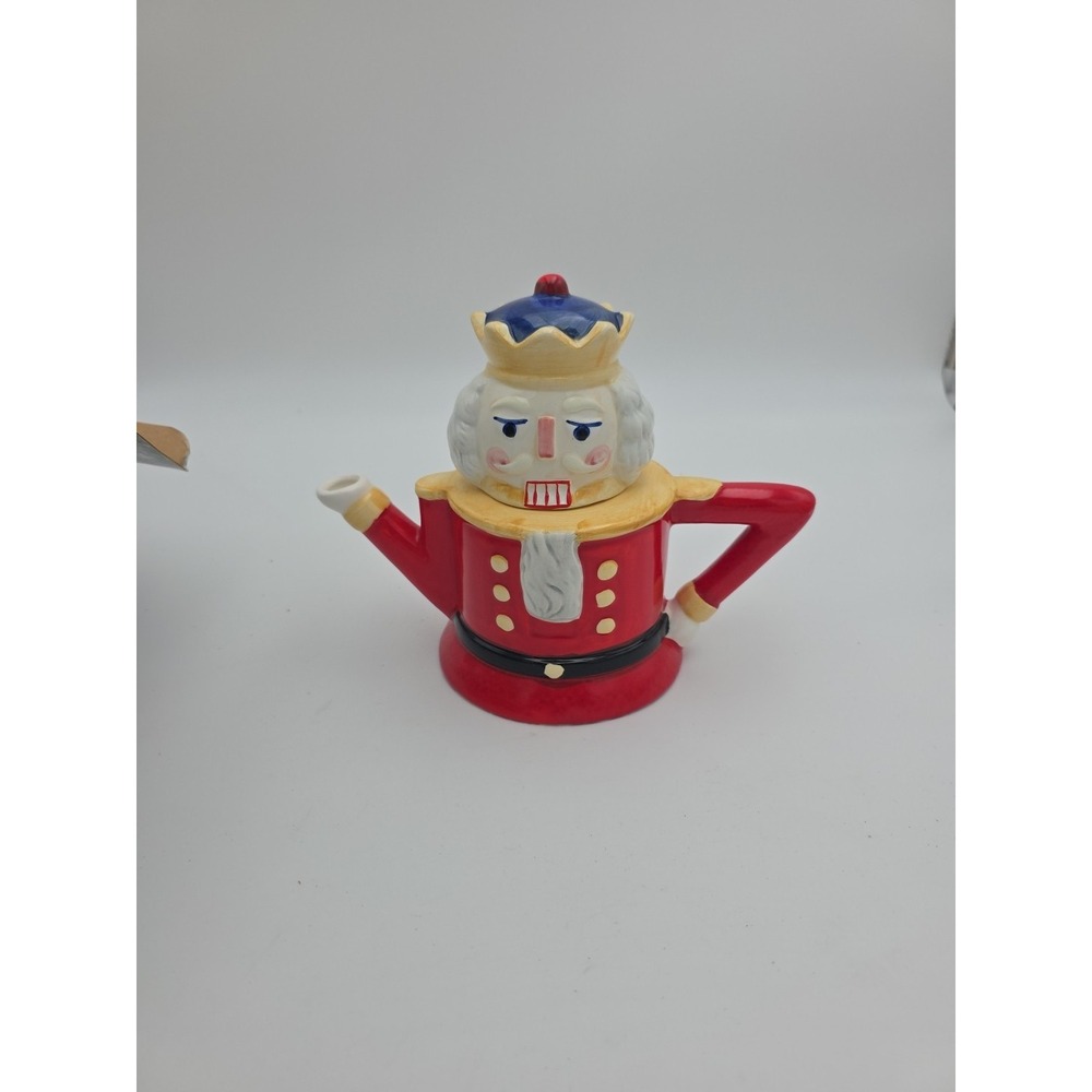 Ceramic Nutcracker Tea Pot Seasonal Home Decor Collectible FINE EARTHWARE